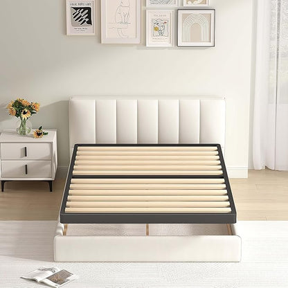 MAF 2 Inch Queen Box Spring with Round Corners, Low Profile Box Spring for Queen Bed, Bunkie Board with Wood Slats Bed Slat Replacement 3500 lbs Black Heavy Duty Mattress Foundation, Easy Assembly