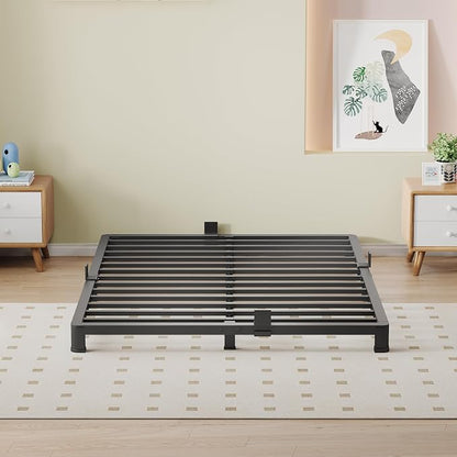 NKZ King Platform Bed Frame 4 Inch, Heavy Duty Metal Low Profile Bed Frame with Round Corner Legs, 3500lbs Weight Capacity Reinforced Frame, No Box Spring Needed，Noise-Free, Easy Assembly