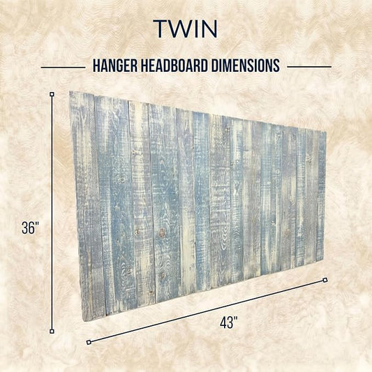 Barn Walls Twin Wood Headboard - Blue Powderwash Farmhouse Design - Wall Mounted Floating Headboard for Twin Bed - Handcrafted Solid Wood - Easy No-Drill Installation