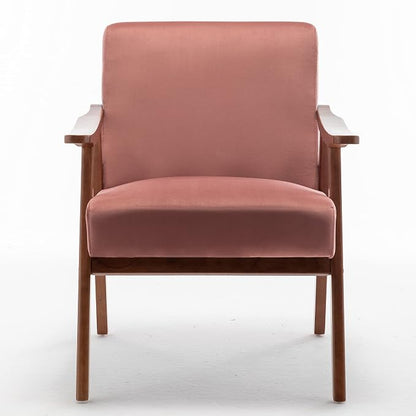 Container Furniture Direct Accent Chair with Microfiber Upholstery and Solid Wood Frame, Classic Mid-Century Modern Living Room Furniture for Extra Seating, Rose