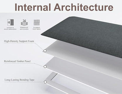 Peel and Stick Upholstered Wall Mounted Headboard Queen Size, 9 Panels Tufted Fabric Headboard,Wall Mounted Headboards, Interior Wall Panels for Bedroom, 10"x24" Charcoal Black
