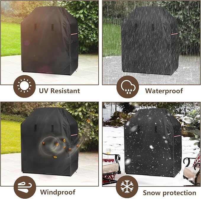 Outdoor Fireplace Cover,Heavy Duty 600D Waterproof Cover for 42inch Tall Patio Wood Burning Fireplaces,42" L x 24" W x 48" H, Black