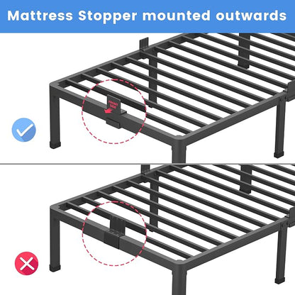 MAF 10 Inch Twin Size Metal Platform Bed Frame with Round Corner Legs, 3000 LBS Heavy Duty Steel Slats Support, Noise Free, No Box Spring Needed, Easy Assembly