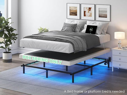 QEROMY 5 Inch Low Profile Box Spring, Sturdy Metal Frame Mattress Foundation, Easy Assembly, Quiet & Noise-Free, Queen Size