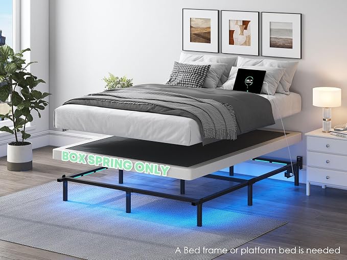 QEROMY 3 Inch Low Profile Box Spring, Sturdy Metal Frame Mattress Foundation, Easy Assembly, Quiet & Noise-Free, King Size