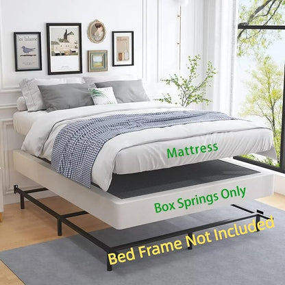 ALDRICH 7 Inch Heavy Duty Metal Box Spring Mattress Foundation 3000lbs Max Weight Capacity/Non-Slip/No Noise/Easy Assembly/Easy Clean Cover,Full