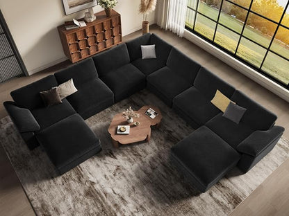 EASE MOOSE Oversized L Shaped Sectional Modular Sofa,Large U Shaped Sectional Couch Wide Deep Seat Modular Cloud Couch for Big Spaces Living Room
