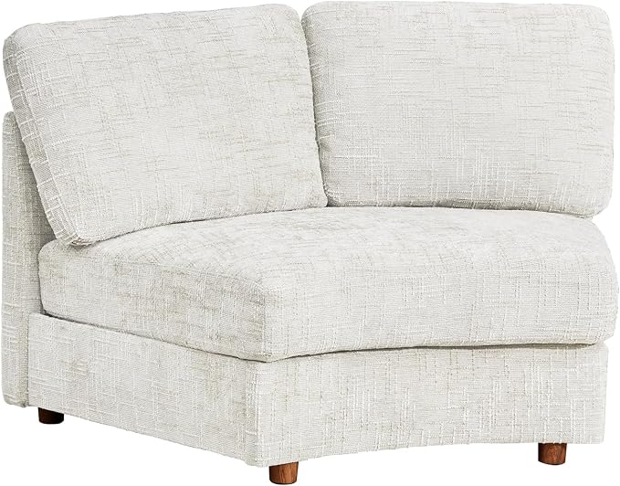 ORRD Modern Curved Chenille Armless Sofa Seat for Modular Sectional Couch for Living Room, White