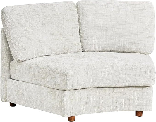 ORRD Modern Curved Chenille Armless Sofa Seat for Modular Sectional Couch for Living Room, White
