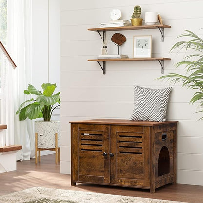 DINZI LVJ Wall Shelves, 23.6 x 7.9 x 6.1 Inch Floating Shelves for Wall, Easy-to-Install Wall Storage Ledges with Sturdy Metal Brackets for Living Room, Bathroom, Kitchen, Rustic Brown