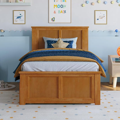 AFI, Madison Twin Platform Bed with Matching Footboard & Storage Drawers, Light Toffee