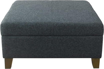 HomePop 32" Square Storage Ottoman - Textured Navy