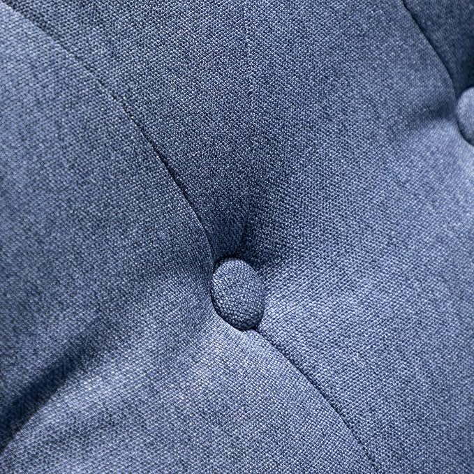 Mid Century Wingback Recliner Chair for Adults, Modern Linen Fabric Push Back Recliner Chairs with Button Tufted Upholstered Back & Footrest, Manual Recliner Chais for Living Room, Nursery, Blue
