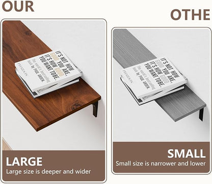12 Inch Deep Floating Shelves Set of 3, 60 Inch Extra Wide Rustic Walnut Solid Wood Wall Shelves, 5ft Heavy Duty Farmhouse Wall Mounted Shelving for Kitchen, Living Room & Bedroom
