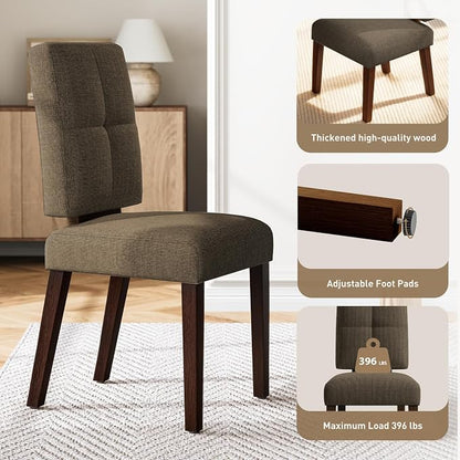 HOMRELEXA Wooden Dining Chairs Set of 4, Dining Room Chairs with Wood Legs, Cloud-Like Cushion & Reinforcement Structure Design for Kitchen/Living Room/Restaurant, Easy Assembly