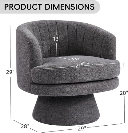 CANMOV Swivel Accent Chair with Armrest, Modern 360 Degree Swivel Barrel Chair with Curve Back and Soft Cushion,Comfy Round Sherpa Teddy Armchair Single Sofa for Living Room,Bedroom, Dark Grey