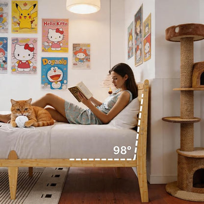 RLDVAY 14 Inch Bamboo King Size Bed Frame, Platform Bamboo Wood Bed with Headboard, No Box Spring Needed, Heavy Duty Metal Slats, Easy Assembly, Noise Free, Bed Frame King