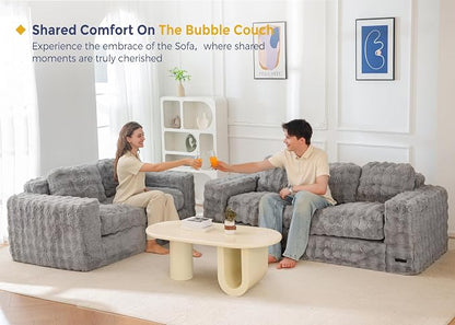 MAXYOYO Loveseat Sofa for Living Room, Small Sofa Couch Tufted Boneless Couch, Comfy Bean Bag Chair for Small Space Bedroom Apartment, No Assembly Needed, Grey