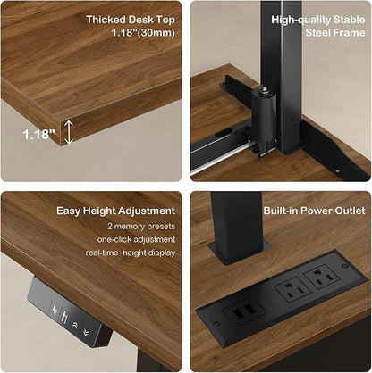 ModernMate 71" Standing Desk with File Cabinet, AC/USB, 1.18" Desktop, L Shaped Height Adjustable Desk, Electric Furniture Set with Multiple Functions for Home and Office, Black Walnut