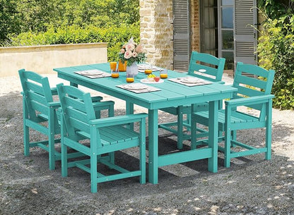 SERWALL 67" Rectangle HDPE Outdoor Dining Table for 6,Aruba