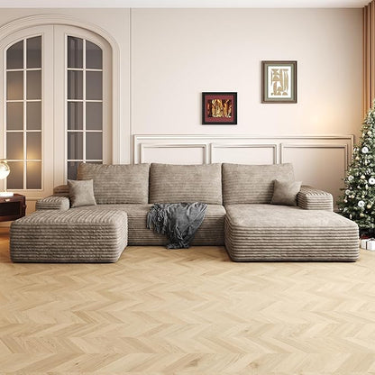 AUGOP 108" Sectional Couches for Living Room Modern Modular Sofa with L-Shape Couchs Upholstered Boneless Couch Deep Seat Sectional Couch with Chaise (Camel, Right Facing Chaise+2Seaters+1Ottoman)