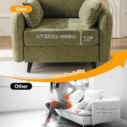 Rexulqo Oversized Accent Chair with Ottoman,All Seats Storage,Comfy Armchair,24.5'' Deep Seat,Upholstered Living Room Chairs,Reading Chair,Lounge Chair for Bedroom,Office,Chenille,Green