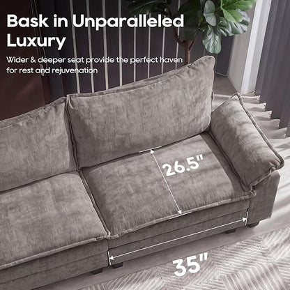 URRED Oversized Modular Sectional Sofa, 122" U Shaped Modern Comfy Cloud Couch with Movable Ottoman & Pillows, Deep Seat Couches for Living Room, Bedroom or Apartment (Chenille Gray, 122" U Shaped)