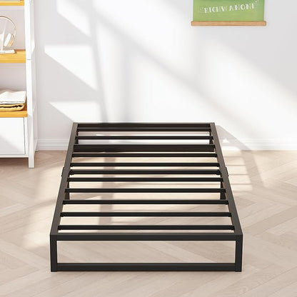 Richwanone 5 Inch Twin Bed Frames, Heavy Duty Metal Platform Bed, Black | Twin Size Bed Frames, Metal Platform Mattress Foundation with Steel Slat Support, No Box Spring Needed, Easy Assembly
