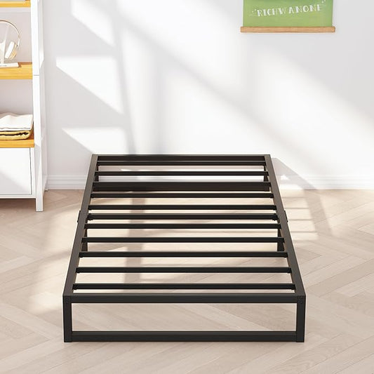 Richwanone 5 Inch Twin Bed Frames, Heavy Duty Metal Platform Bed, Black | Twin Size Bed Frames, Metal Platform Mattress Foundation with Steel Slat Support, No Box Spring Needed, Easy Assembly