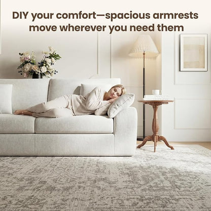 90" Boneless Loveseat Sofa, Polyester Fabric 2-Seater Couch with 4 Pillows, No Assembly Required, Soft High Density Foam Cushion, Rectangular Track Arm Sofa for Living Room Bedroom Apartment (Beige)