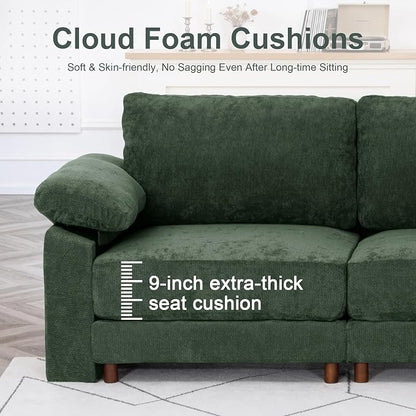 Oversized L Shaped Sectional Couch for Living Room, Extra Large Deep Seat Modular Sectional Sofa with Washable Covers, Modern Cloud Couch for Apartment, Bedroom (Green, Corner V Shape 7 Seat)