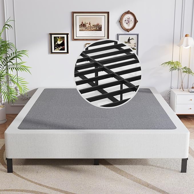 OSASET Full Box Spring, 9 Inch Metal Full Size Box Spring Only, Heavy Duty Metal Frame Mattress Foundation Support for 3000lbs, Easy Assembly, Noise Free, Non Slip