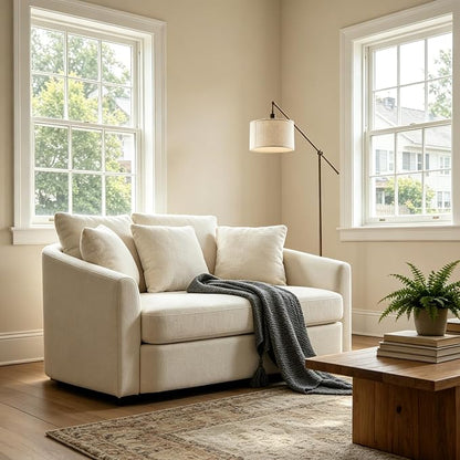 ERYE 56.3" Chenille Upholstered Accent Chair Deep Seat for Living Room Bedroom, Oversized Leisure Cushion Armchair W/ 5 Pillows and Removable Cover for Home Apartment Office