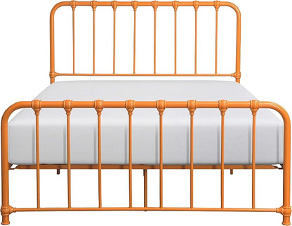 Lexicon Full Metal Bed Frame, Platform Bed with Strong Metal Slat Support Under Bed Storage, Full Bed Frame with Headboard, No Box Spring Needed, Easy Assembly, Full, Orange