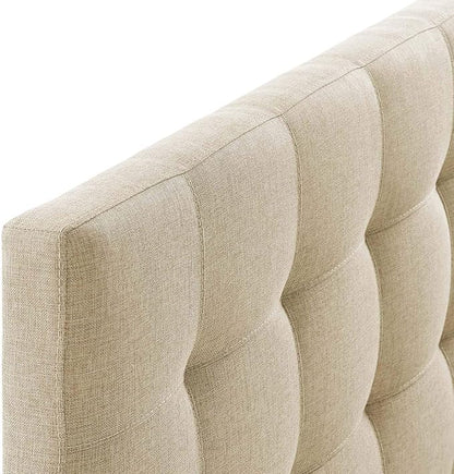 Modway Lily Tufted Linen Fabric Upholstered Queen Headboard in Beige