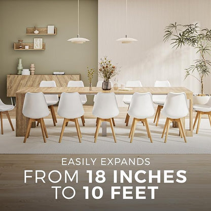 Mobili Fiver, Easy, Extendable Console Table with Extension Leaves Holder, 17.7(120.1) x35.4 in, Oak, Made in Italy