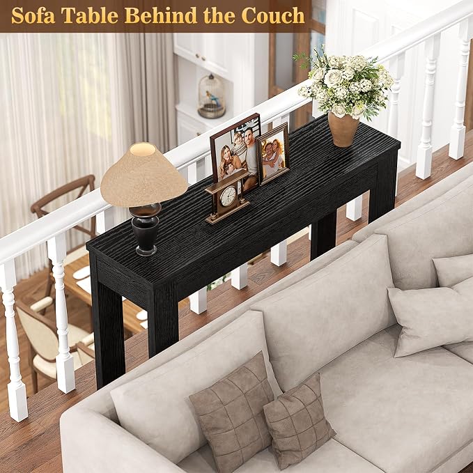 Armocity Console Table, Small Farmhouse Wood Entryway Table, Sofa Tables Narrow Long Behind Couch, Entry Table for Entrance, Hallway, Living Room, 32", Embossed Black
