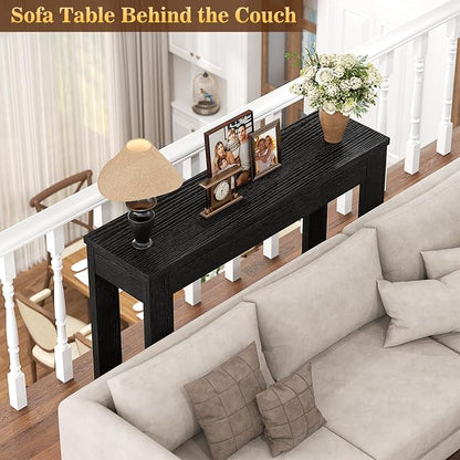 Armocity Console Table, Small Farmhouse Wood Entryway Table, Sofa Tables Narrow Long Behind Couch, Entry Table for Entrance, Hallway, Living Room, 32", Embossed Black