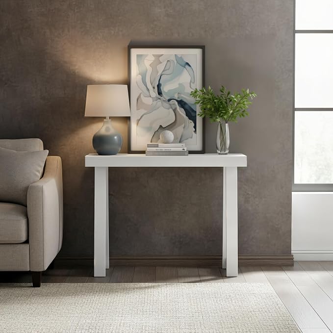 Plank+Beam Solid Wood Console Table, 36 Inch, Sofa Table, Narrow Entryway Table for Hallway, Behind The Couch, Living Room, Foyer, Easy Assembly, White