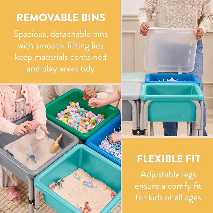 Back2School Express Adjustable Quad Sensory Tables with Lids, Children's Furniture, Contemporary