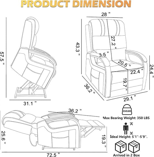 Trustyue Power Lift Recliner Chair,180° Lay Flat Recliner,Lift Chair with Massage and Heat,Standing Assistance, Living Room Chair for Elderly People Faux Leather, Brown