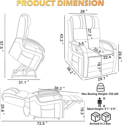 Trustyue Power Lift Recliner Chair, 180° Lay Flat Recliner, Lift Chair with Massage and Heat, Standing Assistance, Infinite Position Reclining, Living Room Chair for Elderly People(Faux Leather Beige)