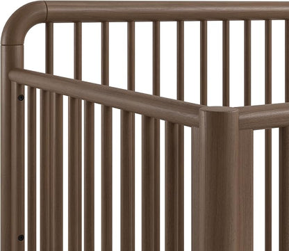 Storkcraft Porto 5-in-1 Convertible Crib with Toddler Guardrail – GREENGUARD Gold Certified, Toddler Bed Conversion Kit Included, 100% Solid Wood, Fits Standard Baby Crib Mattress (Hazelnut)