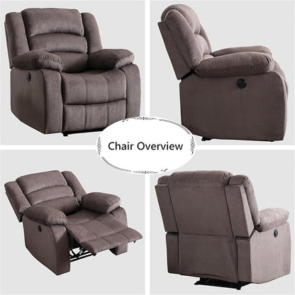 EBELLO Classic Power Recliner Chair, Oversized Electric Overstuffed Reclining Chair with Thick Cushion and Back,Single Sofa with Comfortable Armchair, Brown, 2Pcs