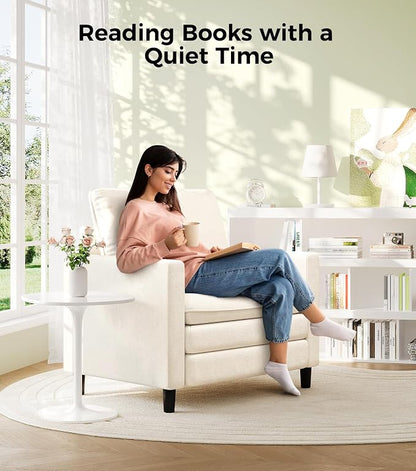 Welzona 3-Layers Cloud Accent Chair, 33" Reading Chair for Bedroom, Living Room - Tool-Free Assembly with Teddy Fabric Couch Chair - Beige - Arm Chairs - Removable Washable Covers - 450lb Capacity