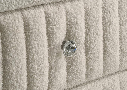 Coaster Home Furnishings - Sonya - Wood - Boucle Upholstered 6-Drawer Dresser with Crystal Hardware, Tufted Panels and Glass Top - Bedroom - Ivory - 360113