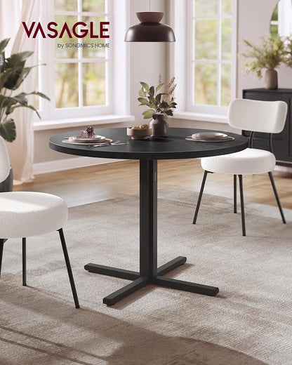 VASAGLE Dining Table, Small Round Kitchen Table for 4 People, 31.5 x 29.4 Inches, for Dining Room, Living Room, Modern, Water-Resistant, Ebony Black UKDT082B101S