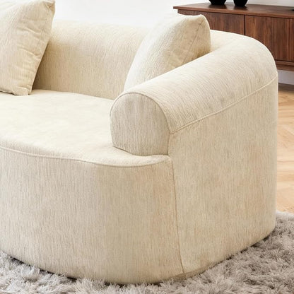 Curved Boneless Sofa Couches 4-Seat Tight Backrest Couch for Living Room Bedroom, Boneless Cloud Sofa with 4 Pillows, Floor Sofa in A Box No Assembly Required