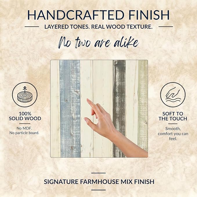 Barn Walls Queen Wood Headboard - Farmhouse Mix Design - Wall Mounted Floating Headboard for Queen Bed - Handcrafted Solid Wood - Easy No-Drill Installation