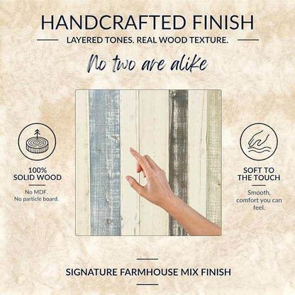 Barn Walls Queen Wood Headboard - Farmhouse Mix Design - Wall Mounted Floating Headboard for Queen Bed - Handcrafted Solid Wood - Easy No-Drill Installation